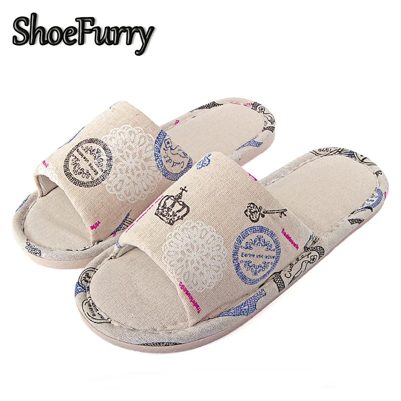 

ShoeFurry Summer Flax Slippers Striped Men Casual Indoor Shoes Home Slippers Non-slip Outdoor Beach Sandals Male Bath Slippers