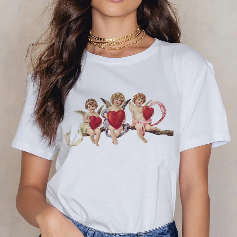 Angel 90s модная женская футболка с принтом Kawaii, футболка с коротким рукавом и круглым вырезом, винтажная Vogue Ullzang, Футболка Harajuku, женские футболки - Цвет: 3225