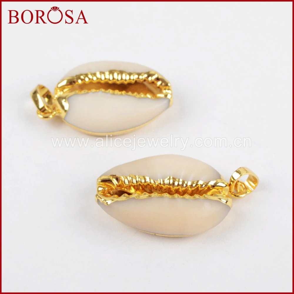 BOROSA натуральная раковина Друза кулон из бисера золотой цвет Cowrie ракушки Drusy для