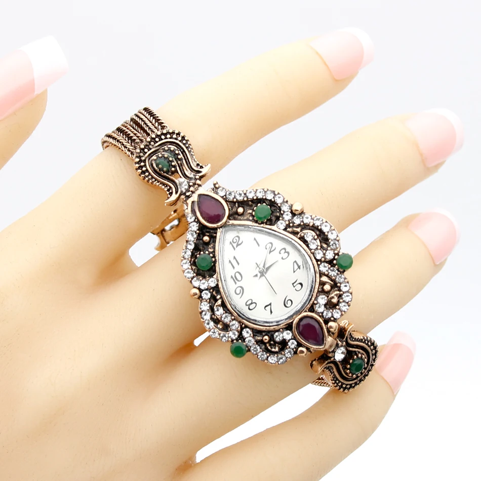 Модные турецкие женские браслеты часы с браслетом в виде цветка из смолы