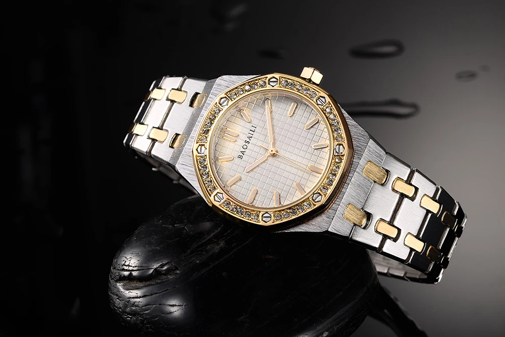 BSL1039 BAOSAILI Octagon форма лица интервал Серебро Золото для женщин Роскошные часы водонепроницаемый жизни