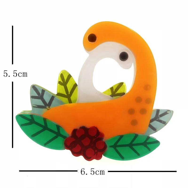 5.5x6.5cm SexeMara, акриловая брошь с динозавром для мальчиков и девочек, мультяшная Брошь булавка в виде животного, брошь, значки, сумка, ювелирное изделие, Подарочная брошь - Окраска металла: 5.5x6.5cm