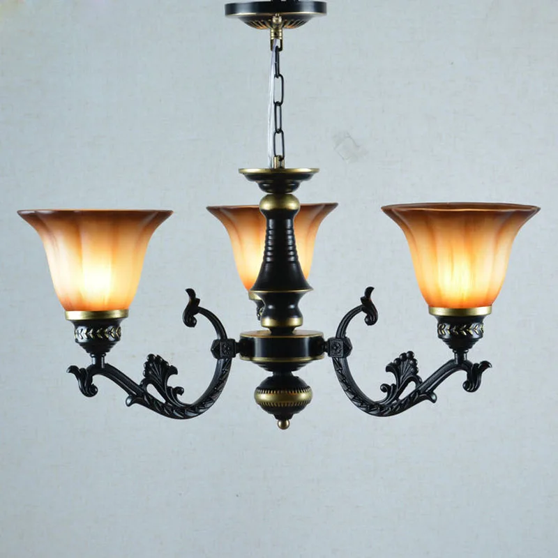 Винтажная Европейская металлическая стеклянная люстра для гостиной