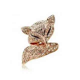 

10pcs/lot Free Shipping Fashion Jewelry Full Stones Animal Fox Design Finger Ring in 18KPG Gold color