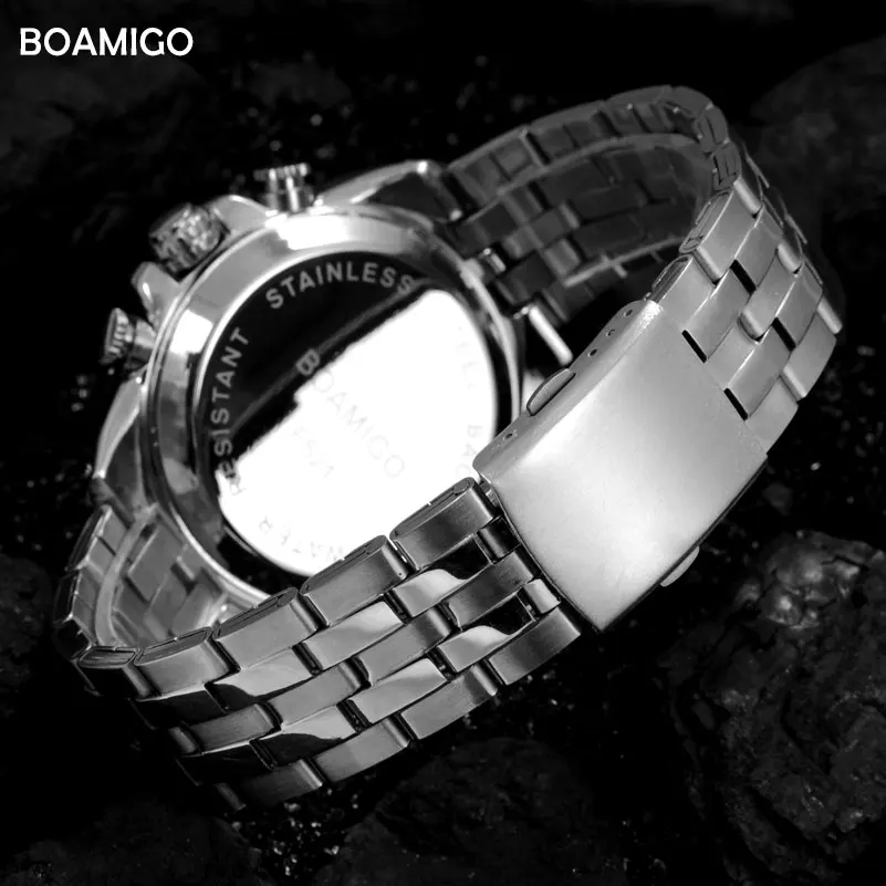 Спорт BOAMIGO Для мужчин Роскошные спортивные часы Двойной Дисплей цифровые
