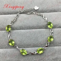 925 sterling silver with 100 natural peridot bracelets women fashion is pure and fresh colored gems