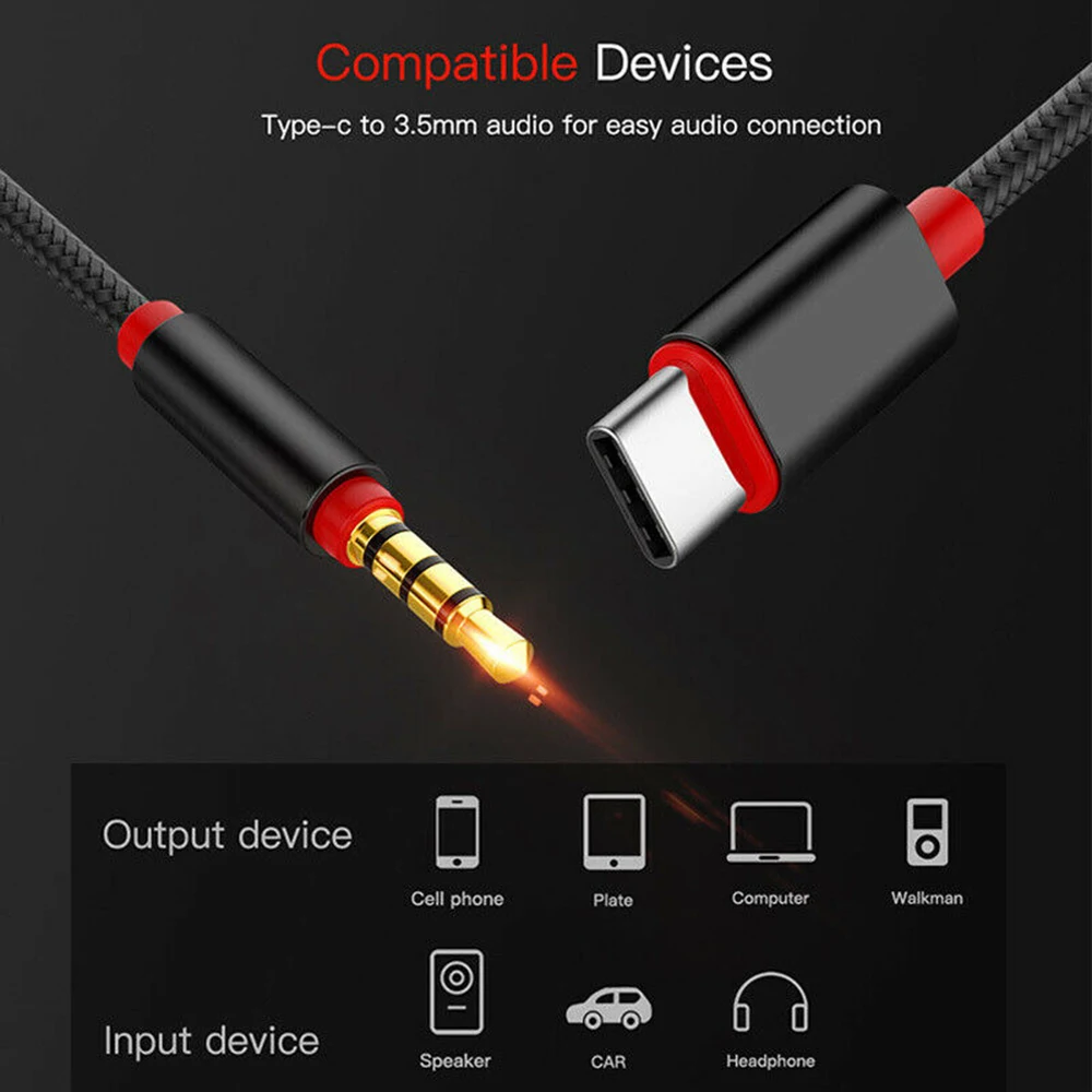 Type c до 3 5 мм штекер аудио Aux кабель USB C стерео адаптер Разъем 1 м абсолютно новый| |