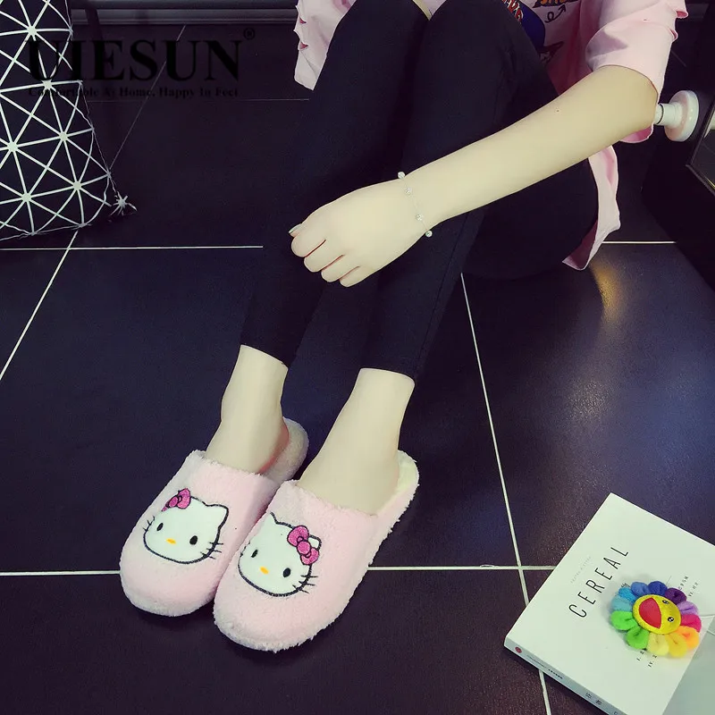 2017 горячий продавать hello kitty женщина обувь хлопка тапочки женщины сандалии