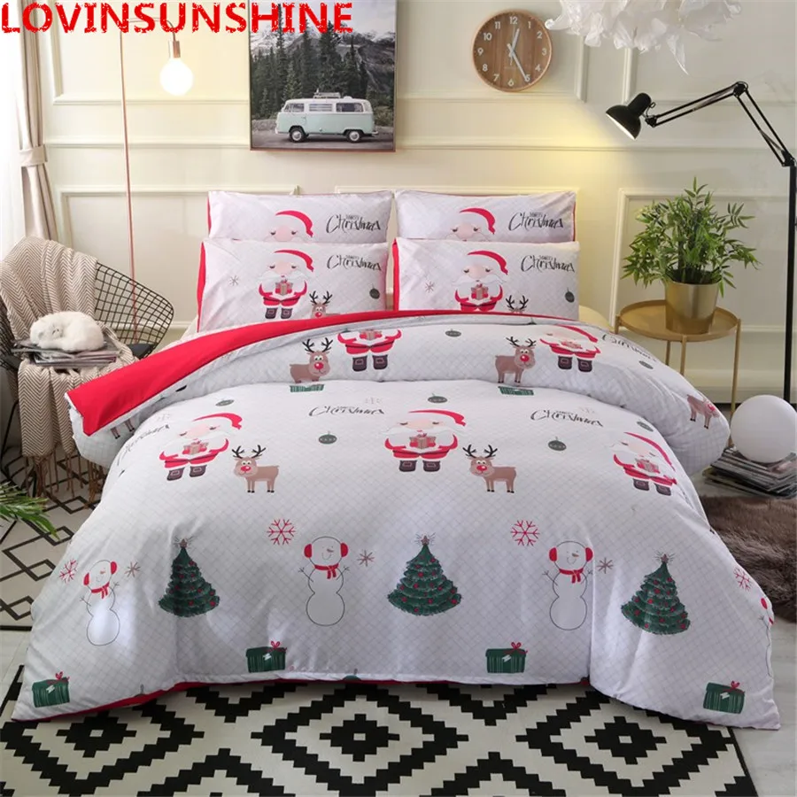 LOVINSUNSHINE Рождественский Комплект постельного белья с принтом Санта Клауса