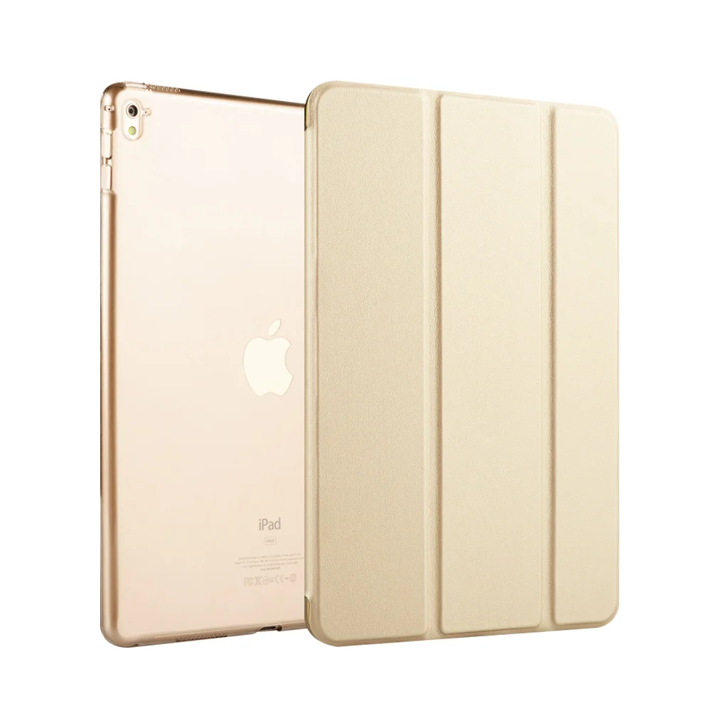 gold Hard Edge Умный чехол для планшета, складной чехол-книжка, для Apple iPad Pro 9,7 дюйма, авто Пробуждение/сон, розовое золото, жесткий бампер и мягкий бампер - Цвет: gold Hard Edge