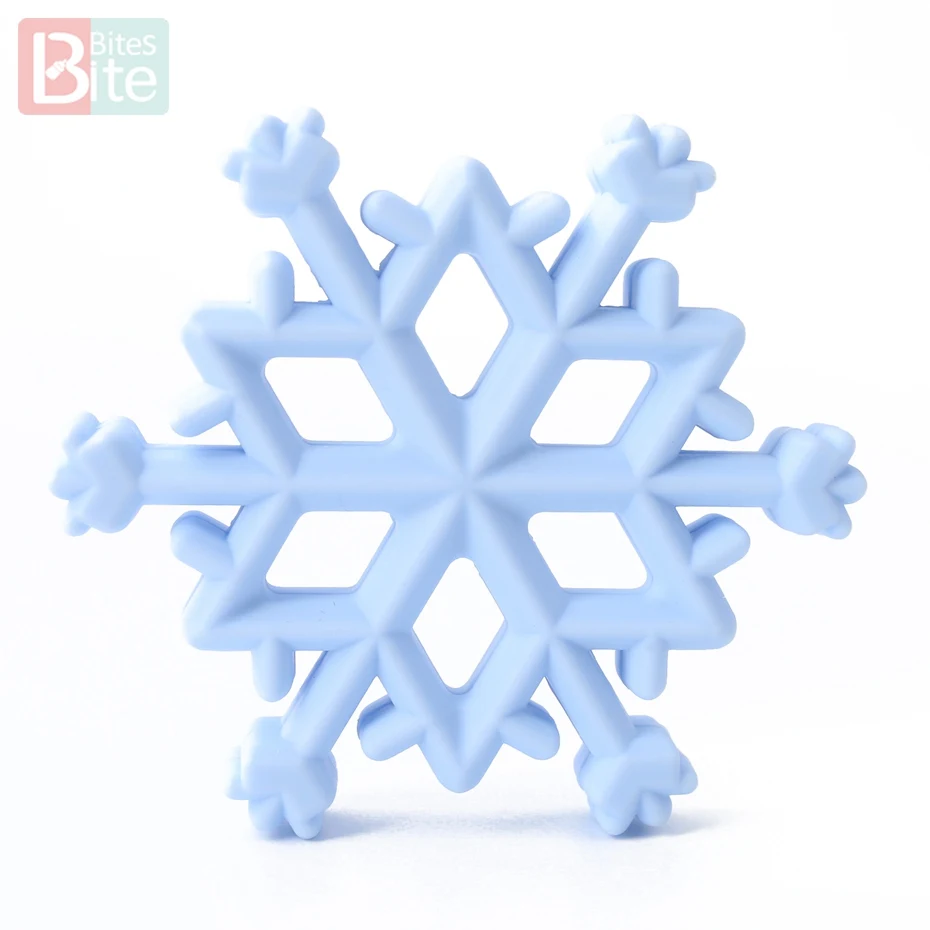 Snowflake Blue 1 шт., силиконовый Прорезыватель для зубов, рождественские подарки, дерево, снежинка, соска с цепочкой, для изготовления пищевого силикона, пятнистый олень, детский Прорезыватель - Цвет: Snowflake Blue