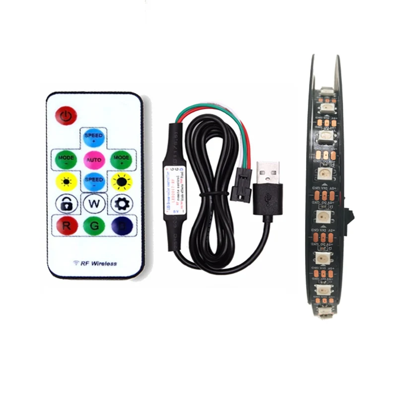 USB and strip RGB индивидуально Адресуемая светодиодная подсветка под шкаф ws2812 IC 60 Светодиодный s/M кухонный шкаф умный светодиодный Пиксельная лампа для ТВ Диодная лента - Цвет: USB and strip