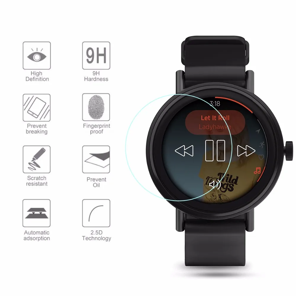 2 шт. для Misfit Vapor (41 мм 46 размеры корпуса) закаленное стекло 9 H 2.5D Премиум Защитная