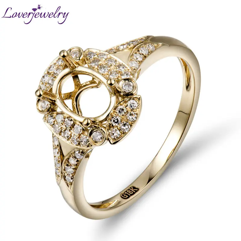 LOVERJEWELRY, сделай сам, Ювелирное кольцо с драгоценным камнем, для женщин, овальная огранка, 5x7 мм, цельное, 18 К, желтое золото, бриллиант, свадебное, полукрепление, кольцо