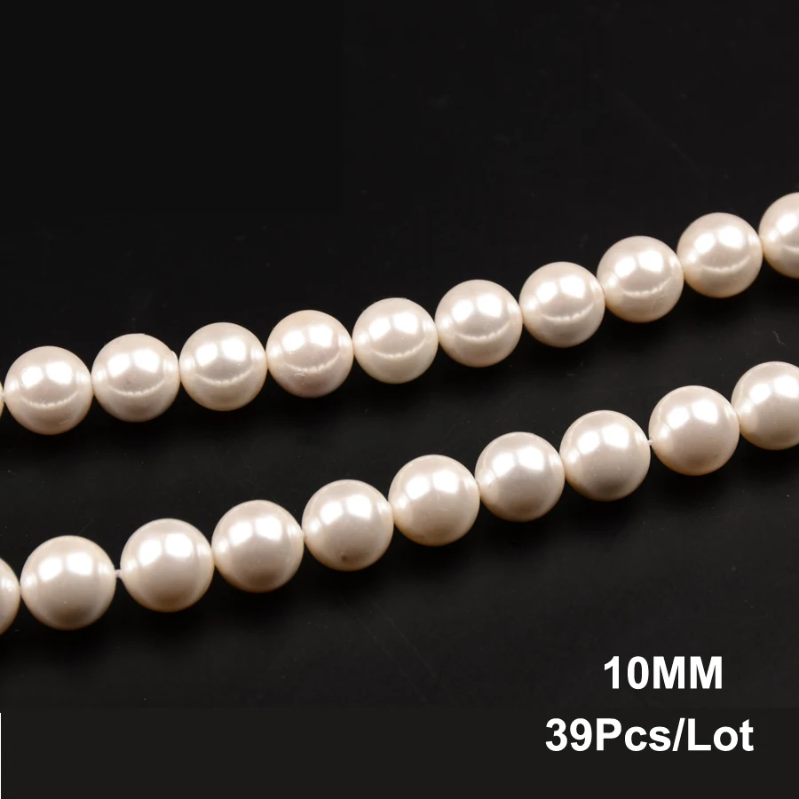 Wholesale White Shell Pearls Beads 4 6 8 10 12mm Round Loose Charms Spacer For Jewelry Making 15&quot/38cm DIY Bracelet Gifts | Украшения и