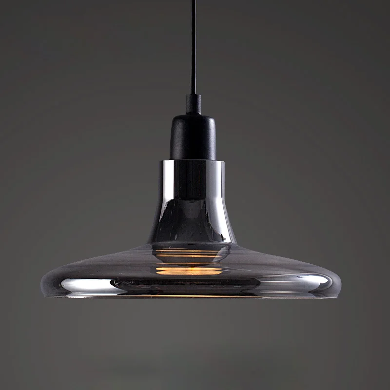 Modern Smoke Gray Glass Pendant Lights for Restaurant Special Disc Design Lamp lustres e pendentes sala jantar Lighting | Освещение