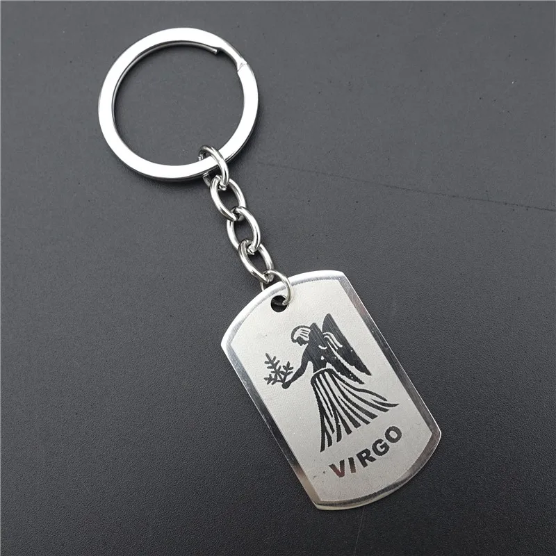virgo Zodiac 12 Horoscope Keyring Stainless Steel Constellations Keychains Zodiac Jewerly For Men Women - Цвет: virgo