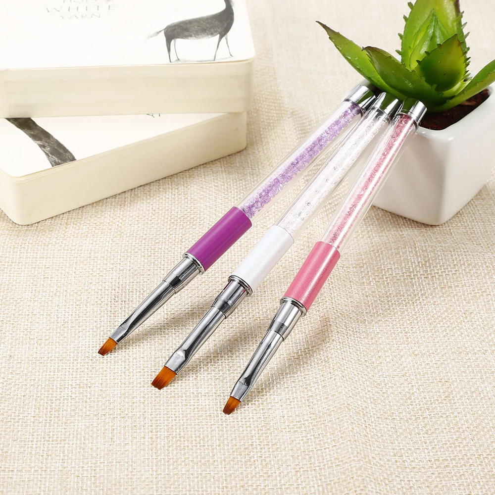 3 шт. акриловая кисть для дизайна ногтей ручка из горного хрусталя УФ-гель размера