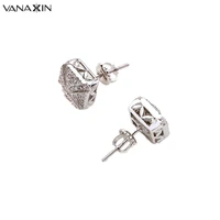 vanaxin earrings square cross cubic zirconia cube ice out screw back micro pave men women stud earrings brass fashion jewelry