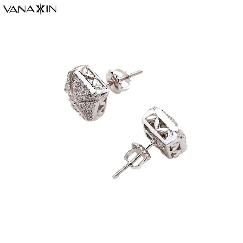 Женские и мужские серьги гвоздики с квадратным крестом фианитом|cute jewelry|screw backstud