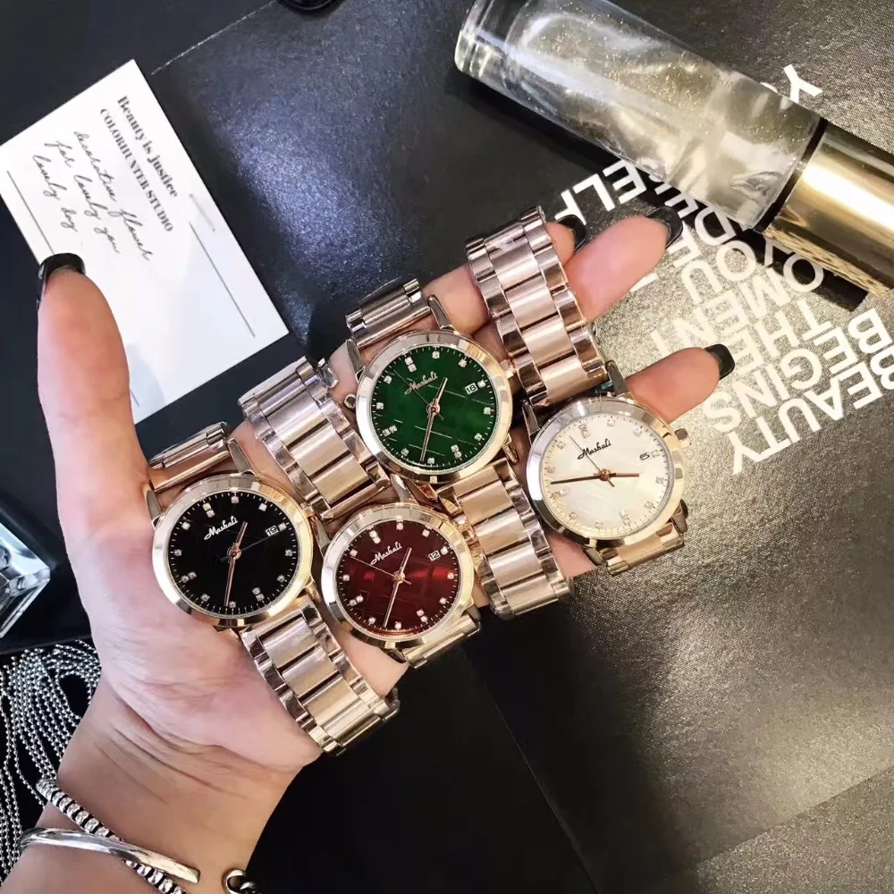

Classic Grid Face Women Neutral Watches Cool Girls Big Size Steel Wristwatch Quartz Students Watches Calendar Montre Femme W121