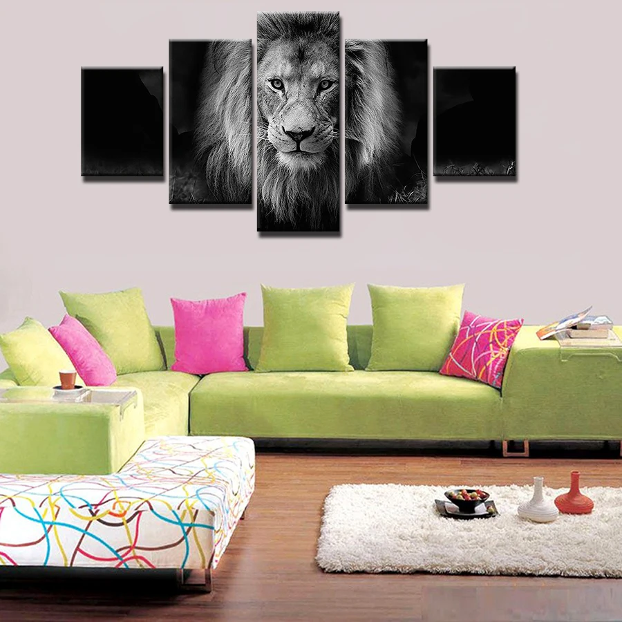 

5 Panel Animal Lion Modern Frames For Paintings Canvas Wall Art Picture Home Decoration Living Room Canvas Print Modern Painting
