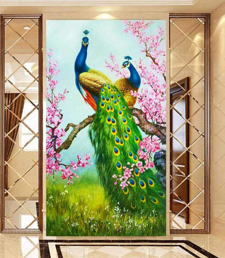 30*54cm New DIY 5D Diamond Painting Double peacock home decor Cross Stitch Kits Embroidery PatternsN141 | Дом и сад
