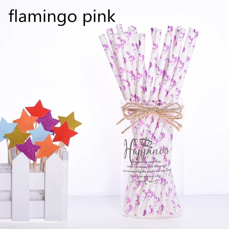 flamingo pink 25 шт. креативные топперы для торта Фламинго бумажная соломинка для питья для детского душа мальчишник вечерние украшения для вечеринки сделанные своими руками - Цвет: flamingo pink