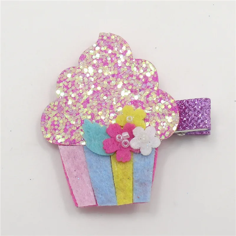 20 шт./лот блестящие металлические фруктовые заколки для волос из фетра