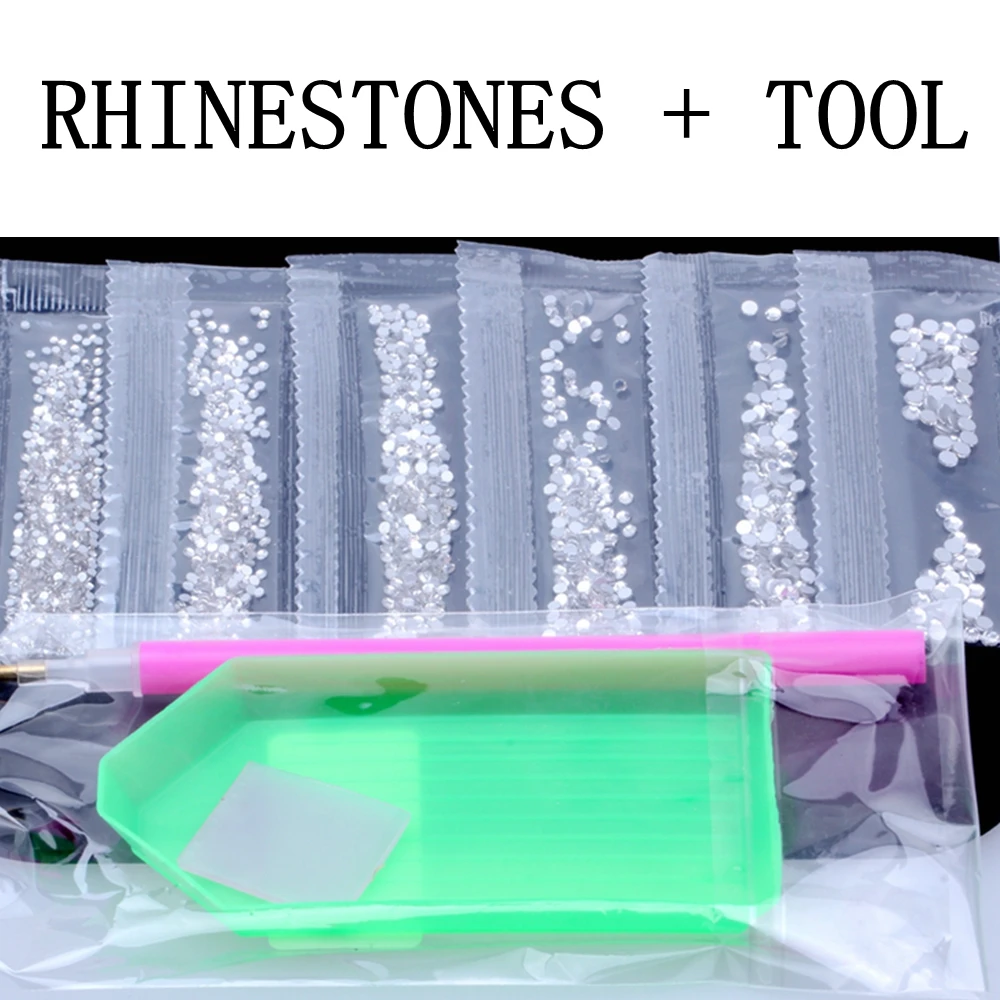 Clear Stone and Tool Ногти "сделай сам" 6 г 1500 шт Crystal Кристалл Стразы AB с плоским основанием, для ногтей горный хрусталь 3D не исправление ногтей искусство инструмент для маникюра - Цвет: Clear Stone and Tool