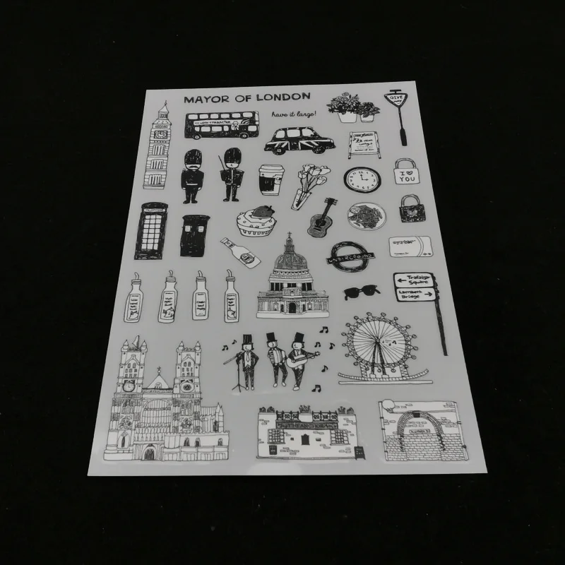 

6pcs Black World landscape pvc Transparent Organizer Calendar Diary Book Planner Sticker Scrapbook Decoration papeleria sale