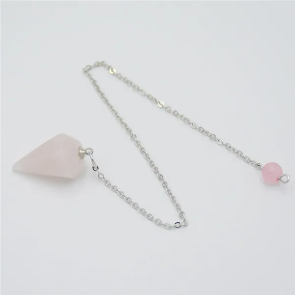 Pink Crystal Для мужчин и женщин рейки маятник натуральный камень амулет лечебная подвеска-кристалл маленький размер аметисты Лапис медитация шестиугольные Маятники - Окраска металла: Pink Crystal