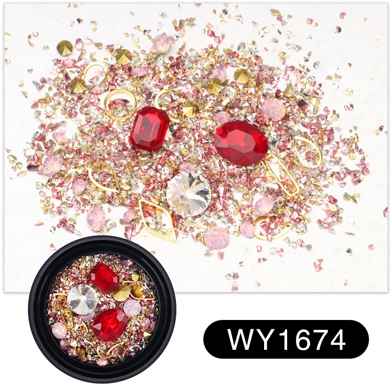 Broken Glass Rhinestones for Nails Gems Nail Art Gold Metal Stickers 3d Decorations Stones | Красота и здоровье