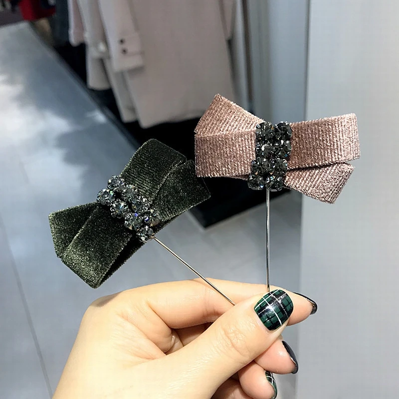 Корейские весенние бархатный галстук-бабочка горный хрусталь имитация жемчуг
