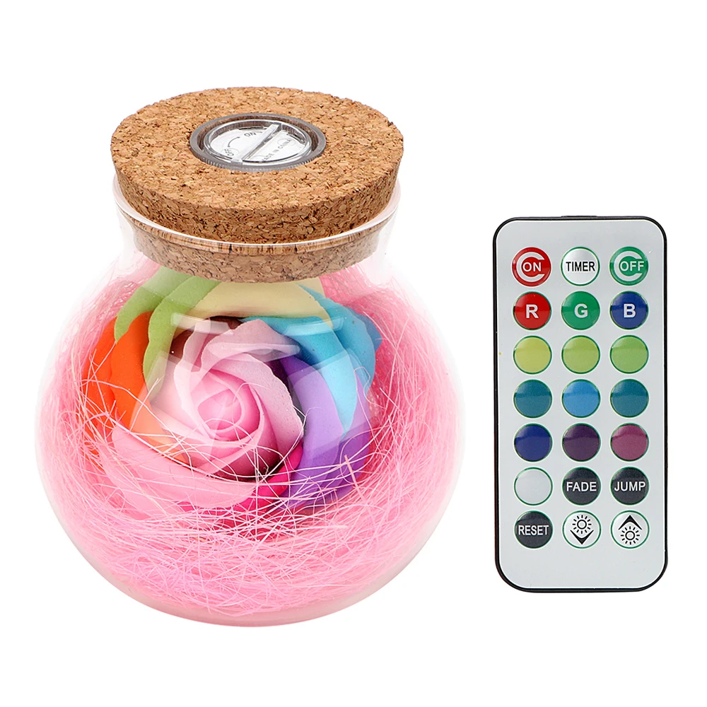 LED Romantic Bulb RGB Dimmer Lamp Rose Flower Bottle Light with Remote Control Night | Освещение