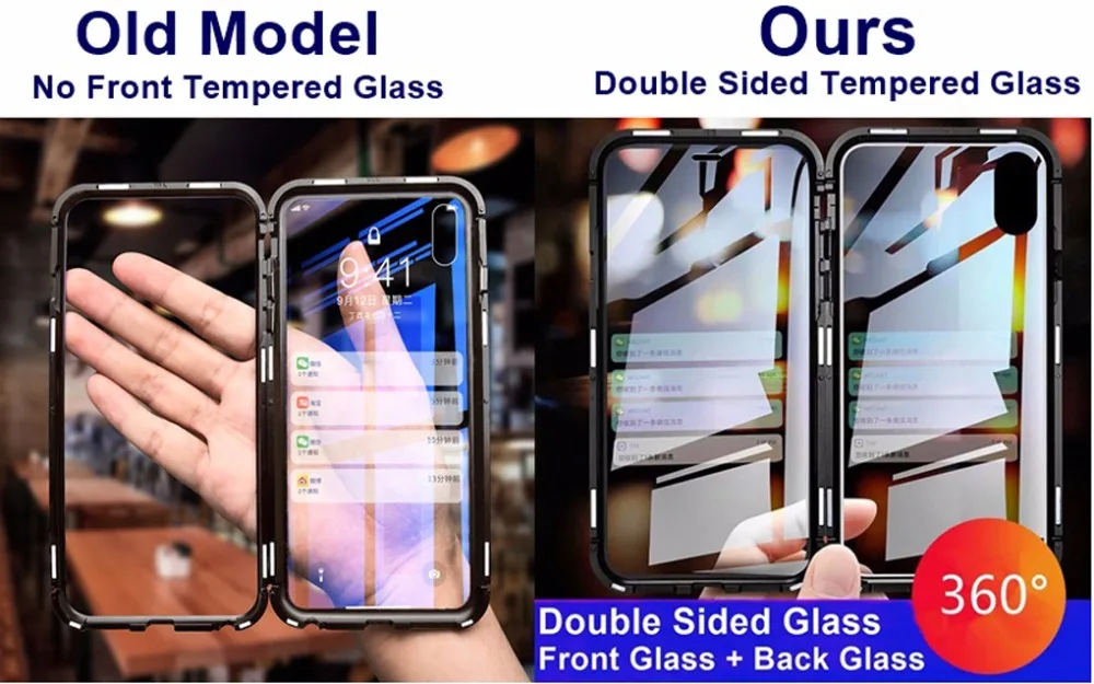Магнитный чехол для Iphone XS MAX X 7 8 Plus, металлический чехол для телефона, двухсторонний чехол из закаленного стекла 360, чехол s Fundas Capa Carcasa