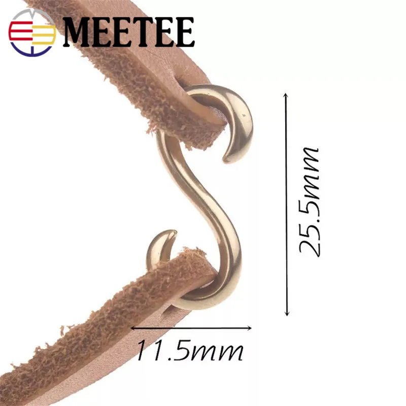 Meetee 10pcs S Buckle Solid Brass Bracelet Leather Rope Snap Hooks Connector DIY Carfts Accessories F1-43 | Дом и сад