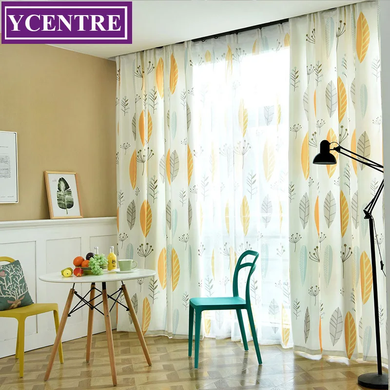 

YCENTRE Modern Leaves Printed Window Room Darkening Curtains Noise Blocking Drapes for Bedroom Living Room Blinds Curtain Panel