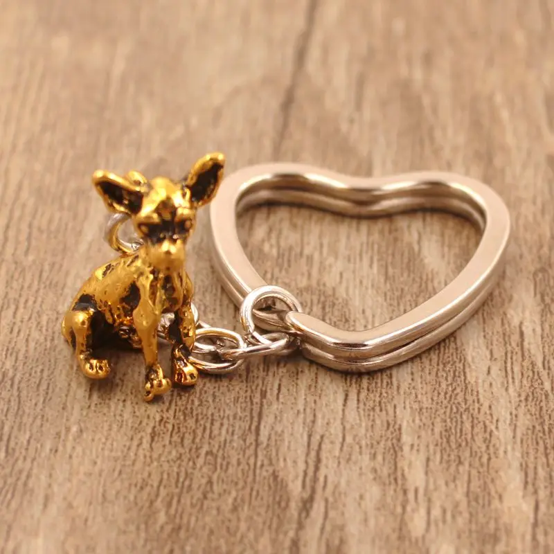 2018 New Chihuahua Animal Gold Silver Plated Metal Pendant Keychain For Bag Car Women Men Girls Boys Love Jewelry | Украшения и