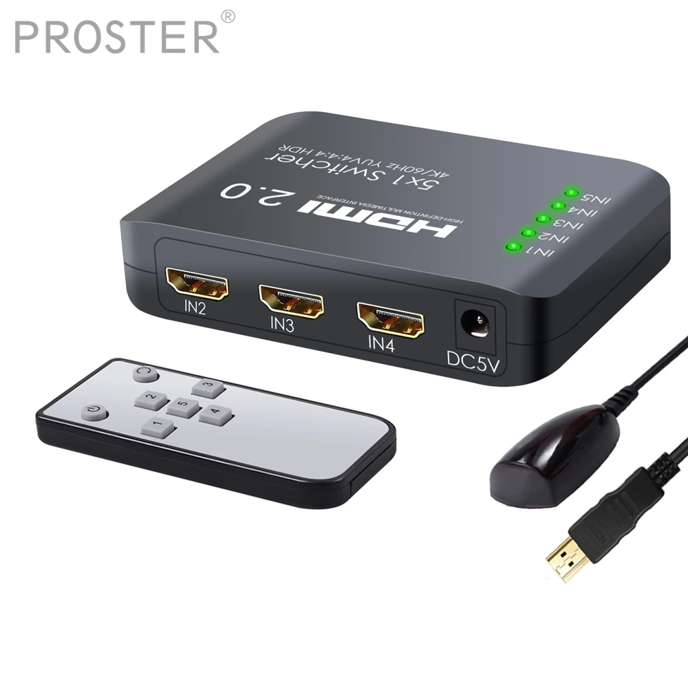 PROZOR 5 HDMI совместимый коммутатор входного порта с YUV 4:4:4 8 битным HDR 1 выход 2 0