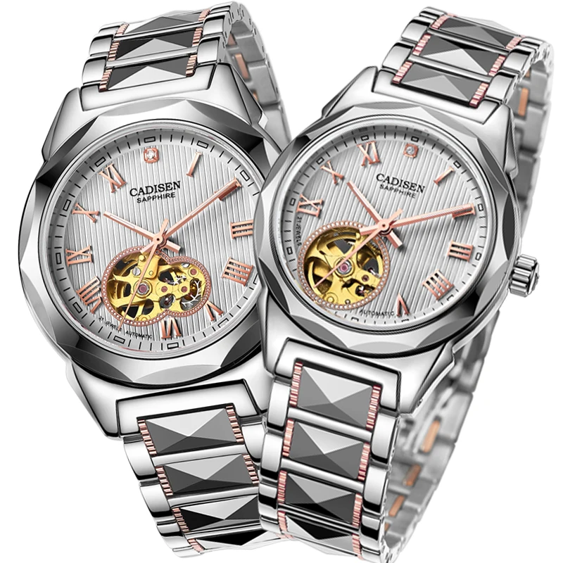 New CADISEN Relojes Watches Top Branded Mens Tungsten steel Skeleton Mechanical Watch Fashion Waterproof 50m Wristwatch | Наручные часы