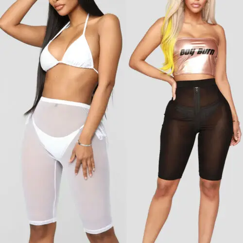 Женские спортивные шорты в сеточку черные белые фиолетовые синие оранжевые