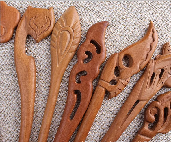 Деревянные палочки для волос ручной работы шпильки деревянные классические