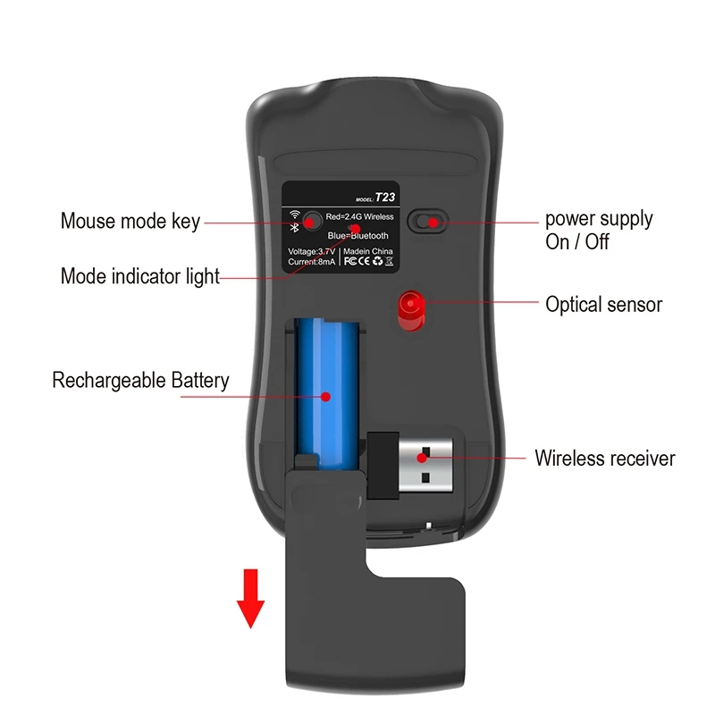 VicTsing XR446 беспроводная мышь с Bluetooth эргономичные вертикальные мыши 2 4 ГГц