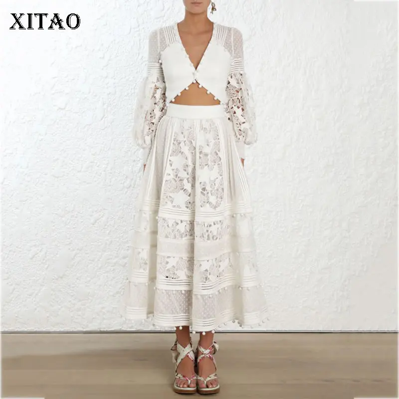 XITAO/комплект из двух предметов для женщин корейская мода новый топ с v образным