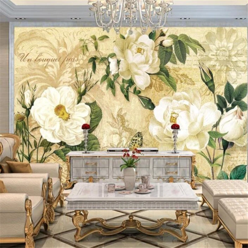 wellyu Custom wallpaper 3d mural European retro flower обои TV background wall living room bedroom decorative painting | Обустройство