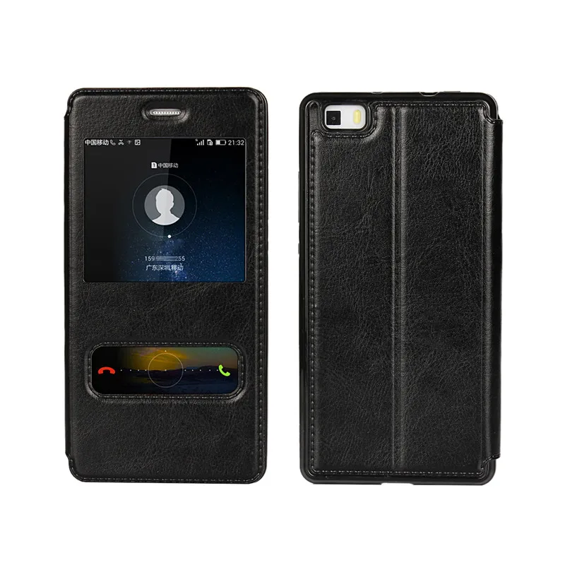 Модный кожаный чехол для Huawei P8 lite 2015 с окошком просмотра Fundas Etui Capinha Carcasa Капа