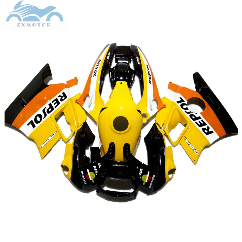 Полный комплект обтекателей для HONDA 91 92 93 94 CBR 600 F2 желтый репсол мотоцикла CBR600 1991