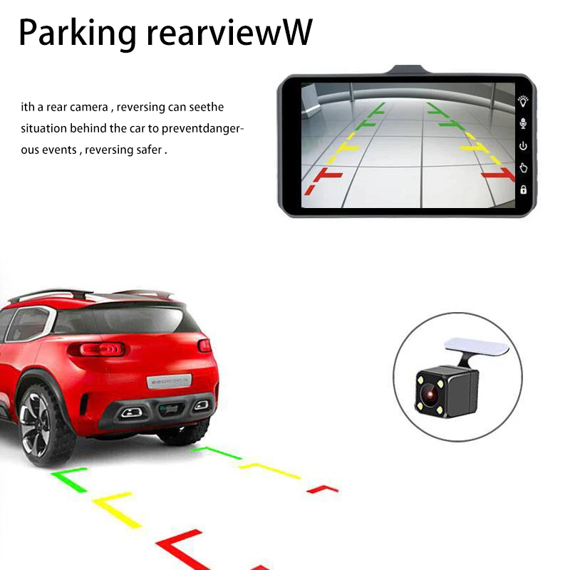 4 &quotсенсорный ips экран Автомобильный видеорегистратор с двумя объективами