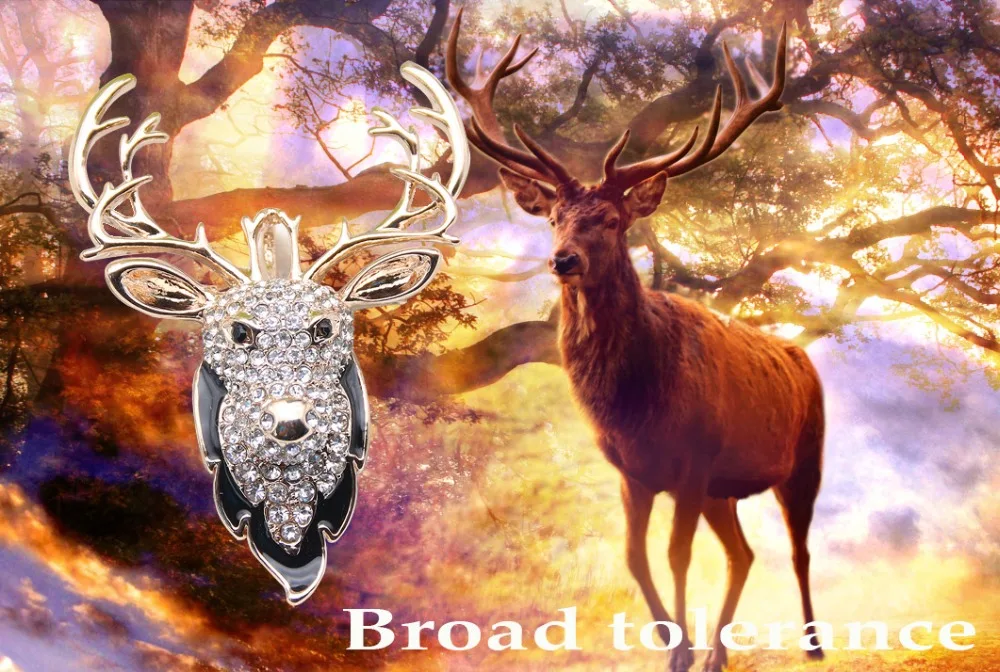 Классическая Высококачественная брошь в виде оленя золотое покрытие головы